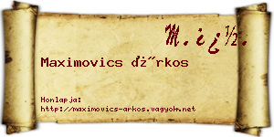 Maximovics Árkos névjegykártya